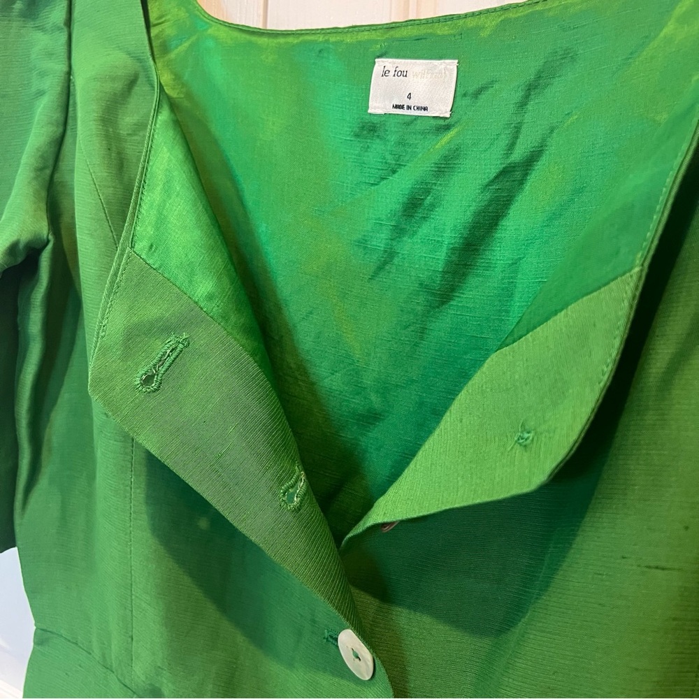 Aritzia Le Fou Wilfred NWOT Michalina Green Dress  Linen Blend Size 4 - Picture 8 of 17